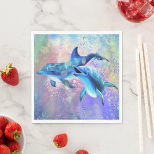 Dolphin Couple - Sweet - Serviette