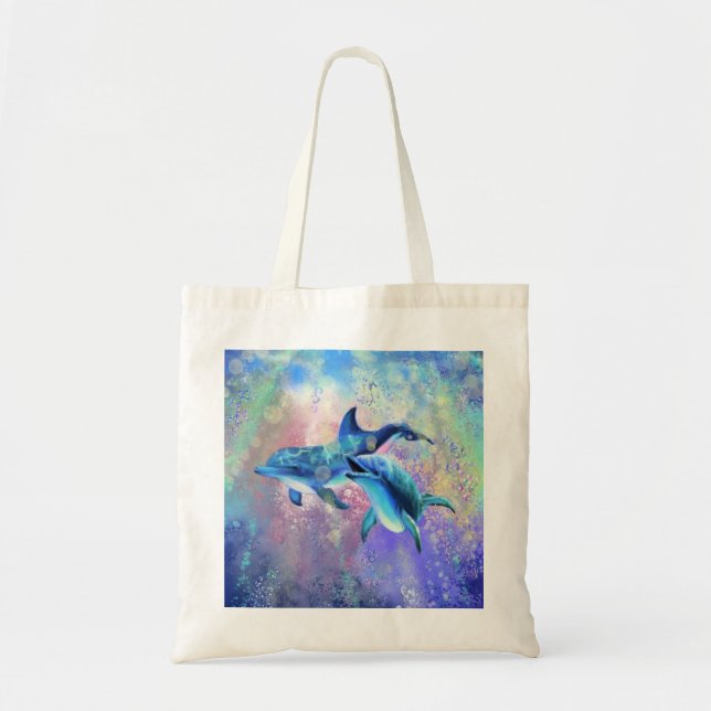 Dolphin Couple Tote Bag Familie Tragetasche (Vorne)