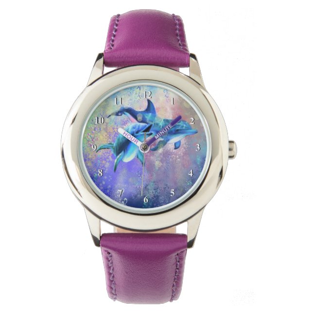 Dolphin Couple Watch Happy Family Armbanduhr (Vorderseite)