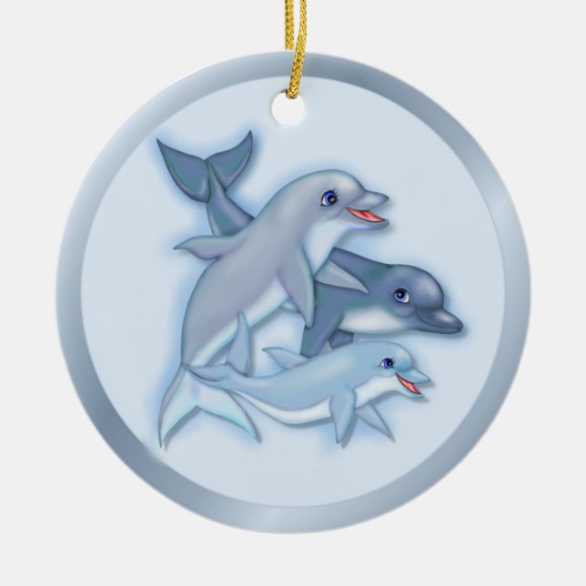 Dolphin-Familie Keramikornament (Vorne)