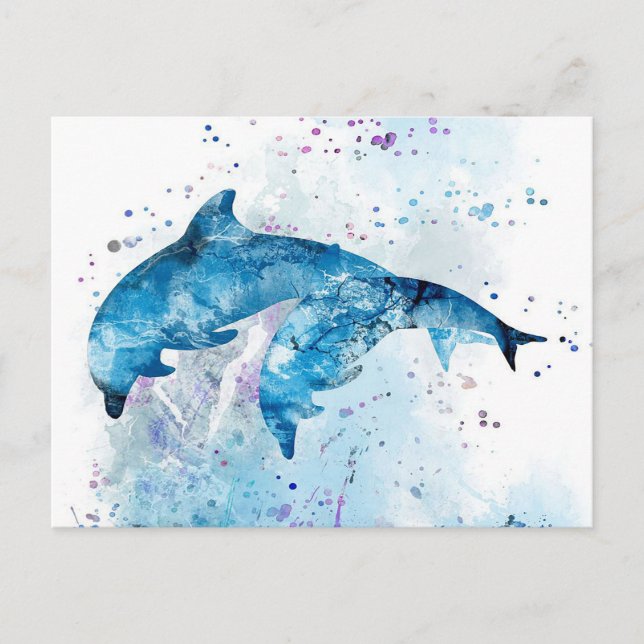 Dolphin Farbiges Kunstdesign | Dolphin Lover  Ankündigungspostkarte (Vorderseite)