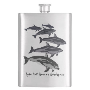 Dolphin Flask Custom White Side Dolphin Art Flask Flachmann
