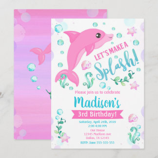 Dolphin Geburtstag Einladung / Schwimmbad Party