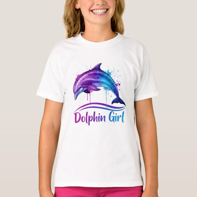 Dolphin Girl Ocean Lover Graphic T-Shirt (Vorderseite)