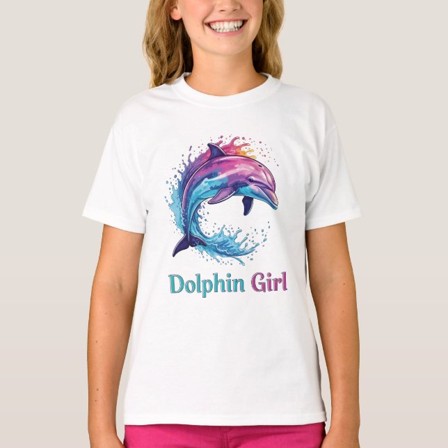 Dolphin Girl Ocean Lover Graphic T-Shirt (Vorderseite)