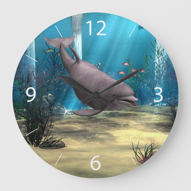 Dolphin Große Wanduhr (Vorderseite)