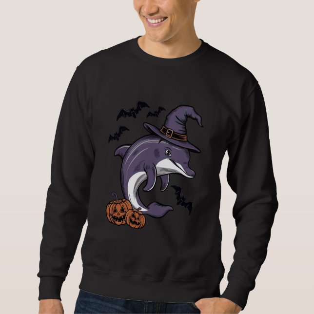 Dolphin Halloween Kostüm Beängstigende Pumpkin Bat Sweatshirt (Vorderseite)