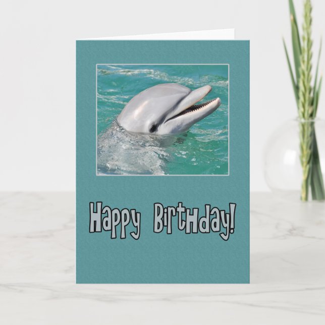 Dolphin Happy Birthday Schwimmen im Wasser Karte (Vorderseite)