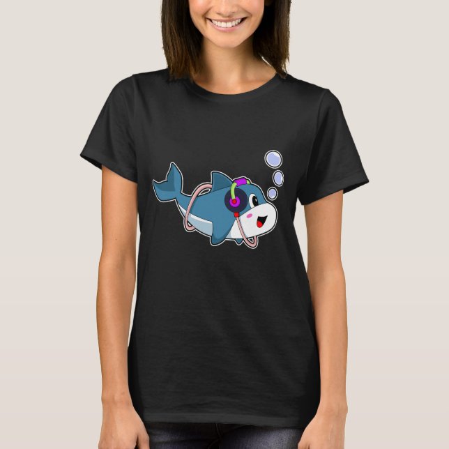Dolphin Headphone Music T-Shirt (Vorderseite)