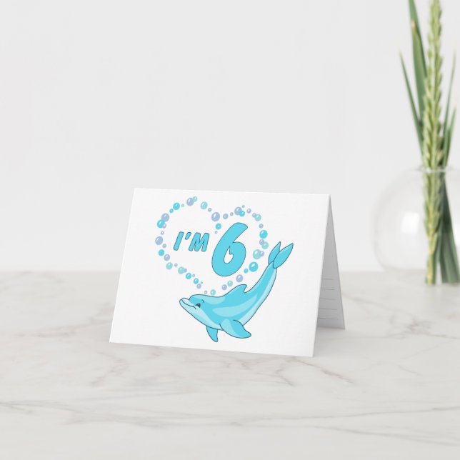 Dolphin Heart 6. Geburtstag Einladung (Vorderseite)