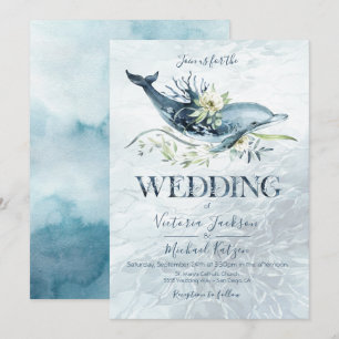 Dolphin Hochzeitsfeiern im tropischen Ozean Einladung