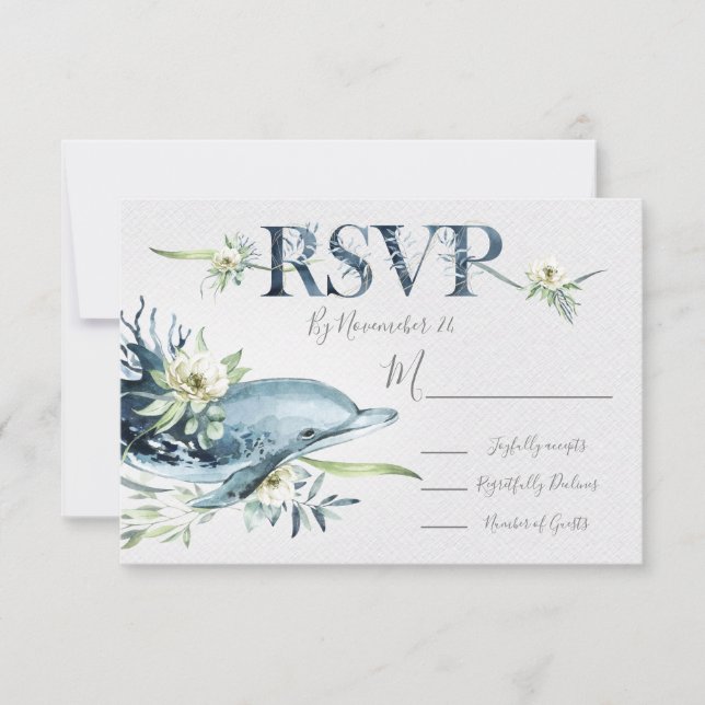 Dolphin-Hochzeitskarten-UAWG RSVP Karte (Vorderseite)