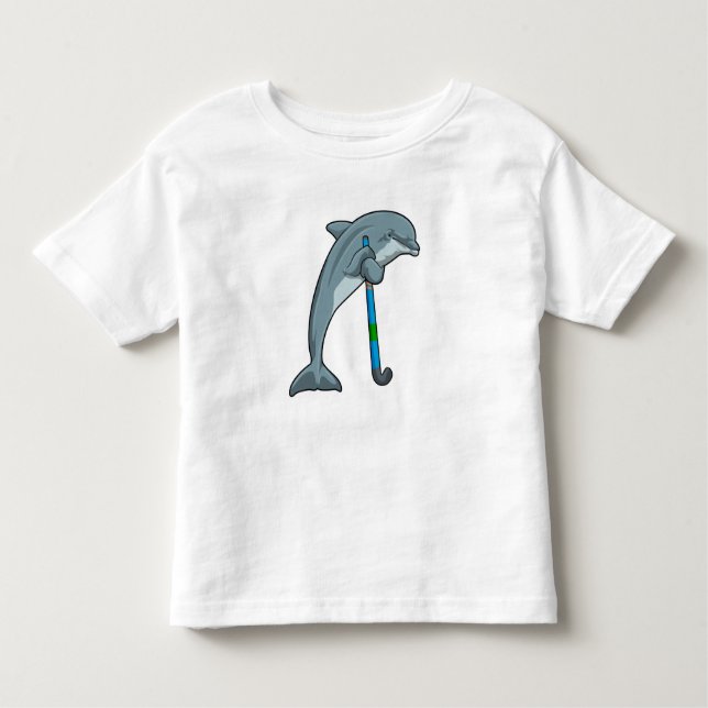 Dolphin im Hockey mit Hockeystick Kleinkind T-shirt (Vorderseite)