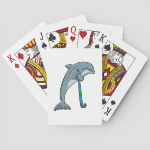 Dolphin im Hockey mit Hockeystick Spielkarten