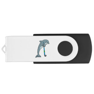 Dolphin im Hockey mit Hockeystick USB Stick