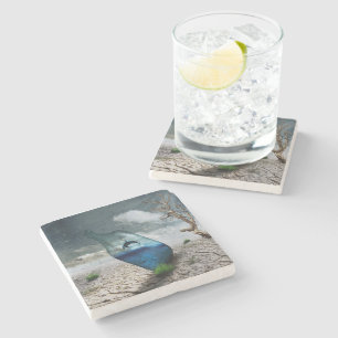 Dolphin in einer Flasche Steinuntersetzer