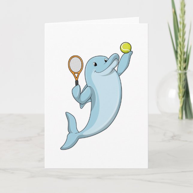 Dolphin in Tennis mit Tennisschläger Karte (Vorderseite)