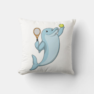 Dolphin in Tennis mit Tennisschläger Kissen