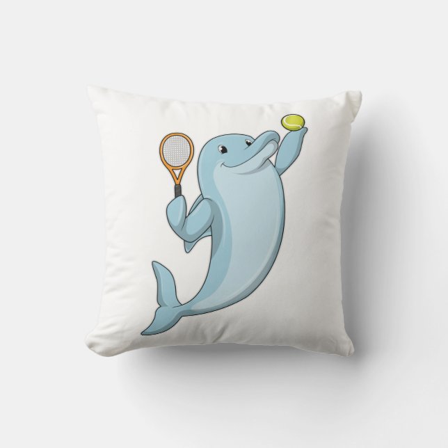 Dolphin in Tennis mit Tennisschläger Kissen (Vorderseite)
