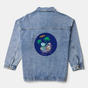 Dolphin isst im Sommerurlaub Pizza Jeansjacke