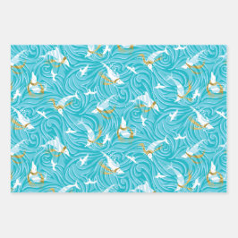 Dolphin Joy Tropical Ocean Schönes Weihnachten Geschenkpapier Set