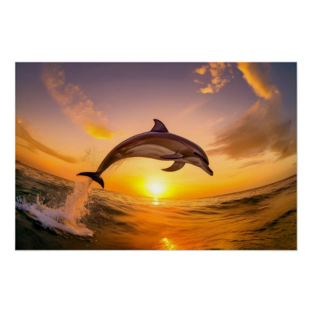 Dolphin Jumping and Splashing Poster (Vorderseite)