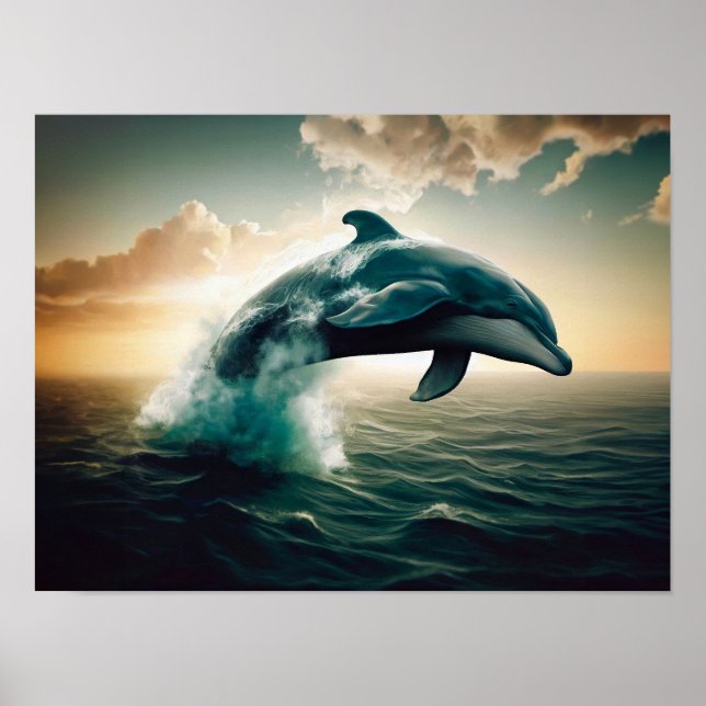 Dolphin Jumping out of Water Poster (Vorne)