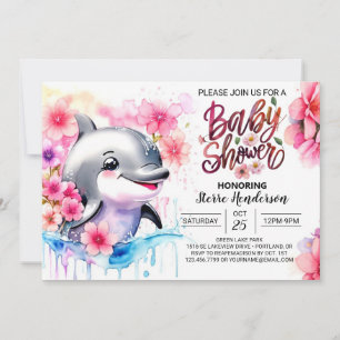 Dolphin Kisses Girl Babydusche Einladung