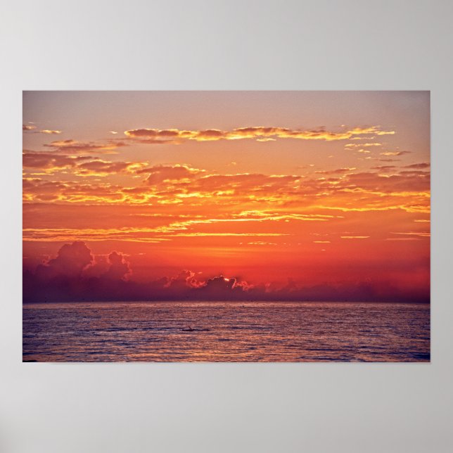 Dolphin Leaping bei Sonnenaufgang Poster (Vorne)