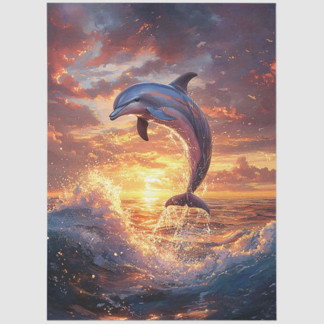 Dolphin Leaping bei Sonnenuntergang Seidenpapier (Vorderseite)