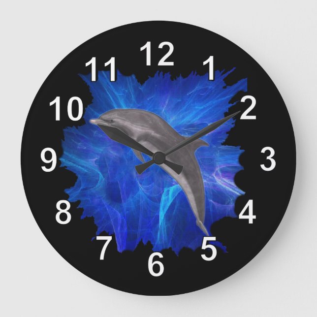 Dolphin Leaping Clock Große Wanduhr (Vorderseite)