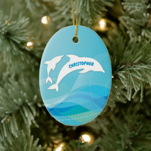 Dolphin Leaping im Ozean Personalisiert Keramik Ornament