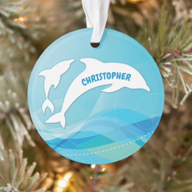 Dolphin Leaping im Ozean Personalisiert Ornament (Baum)