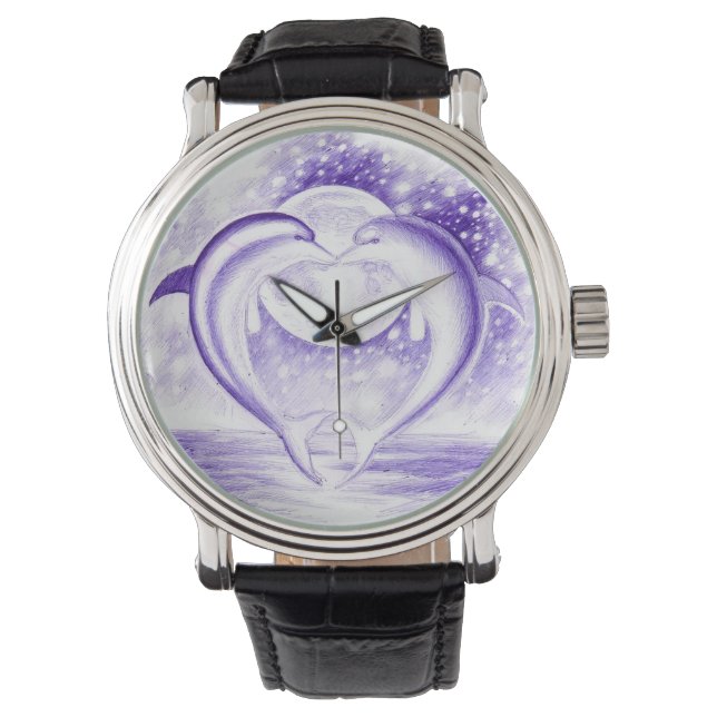 Dolphin-Liebe Armbanduhr (Vorderseite)