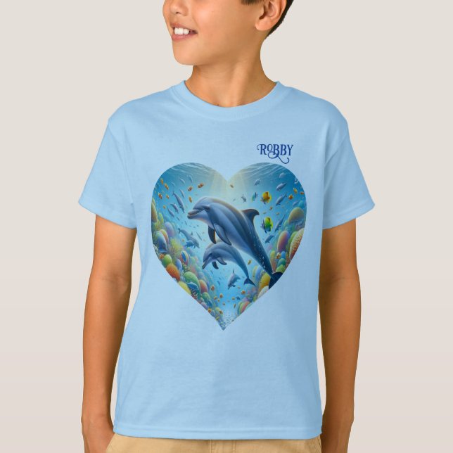 Dolphin Liebe Boy's T-Shirt (Vorderseite)