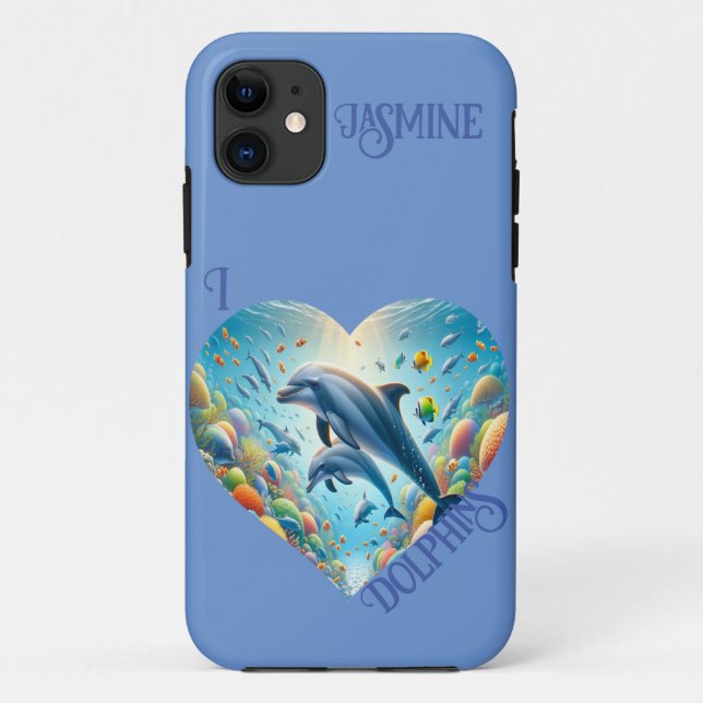 Dolphin-Liebe individuell anpassbar Case-Mate iPhone Hülle (Rückseite)