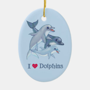 Dolphin-Liebe Keramik Ornament