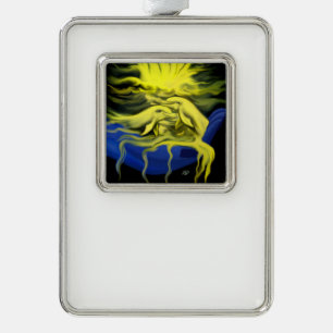 Dolphin-Liebe Rahmen-Ornament Silber