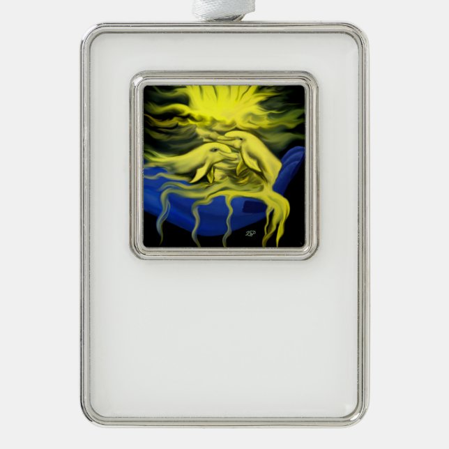 Dolphin-Liebe Rahmen-Ornament Silber (Vorderseite)