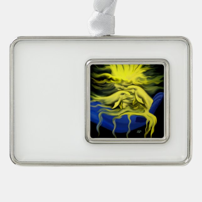 Dolphin-Liebe Rahmen-Ornament Silber (Vorderseite)