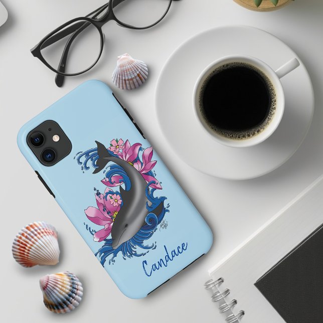 Dolphin Lotus Blume Kirschblüten Case-Mate iPhone Hülle (Von Creator hochgeladen)