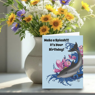 Dolphin Lotus Blume Kirschblüten Karte