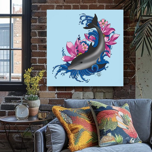 Dolphin Lotus Blume Kirschblüten Poster (Von Creator hochgeladen)