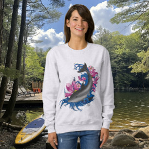 Dolphin Lotus Blume Kirschblüten Sweatshirt