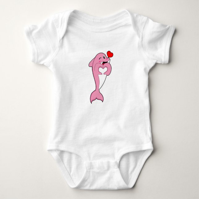 Dolphin Love Heart Baby Strampler (Vorderseite)