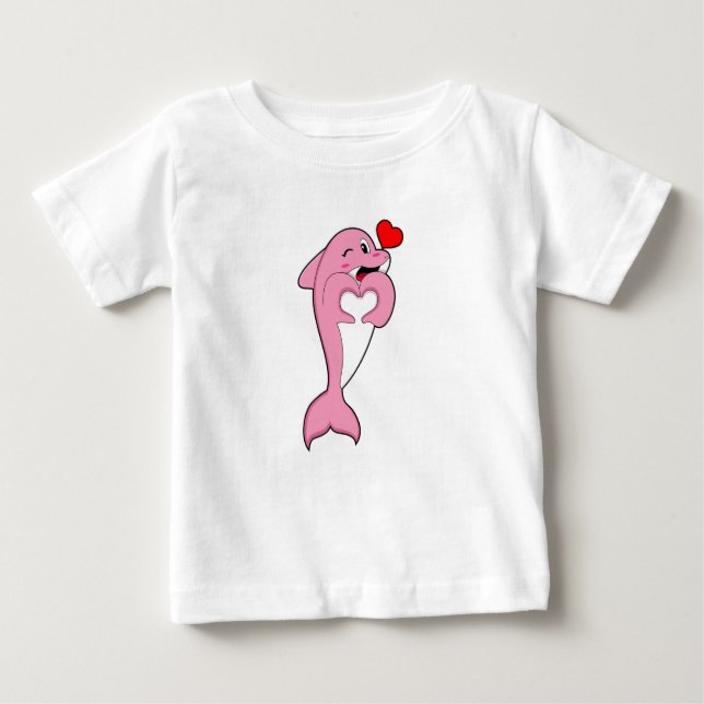 Dolphin Love Heart Baby T-shirt (Vorderseite)