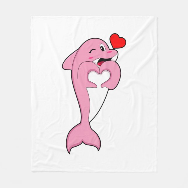 Dolphin Love Heart Fleecedecke (Vorderseite)