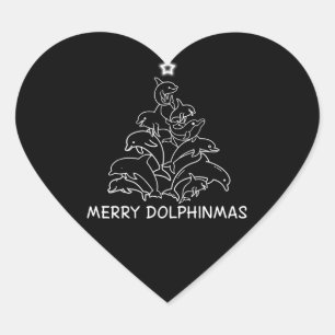 Dolphin Lover Geschenk Dolphin Frohe Weihnachtsba Herz-Aufkleber