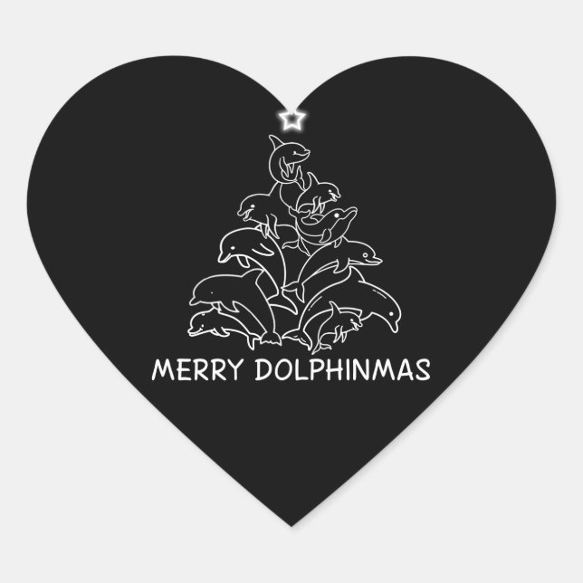 Dolphin Lover Geschenk| Dolphin Frohe Weihnachtsba Herz-Aufkleber (Vorderseite)