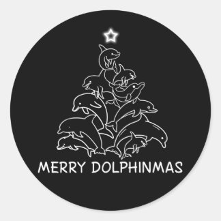Dolphin Lover Geschenk| Dolphin Frohe Weihnachtsba Runder Aufkleber